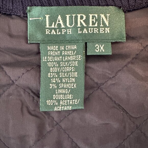 Vintage Lauren Ralph Lauren Silk Equestrian Print Vest Womens 3X Navy Preppy - Picture 12 of 13